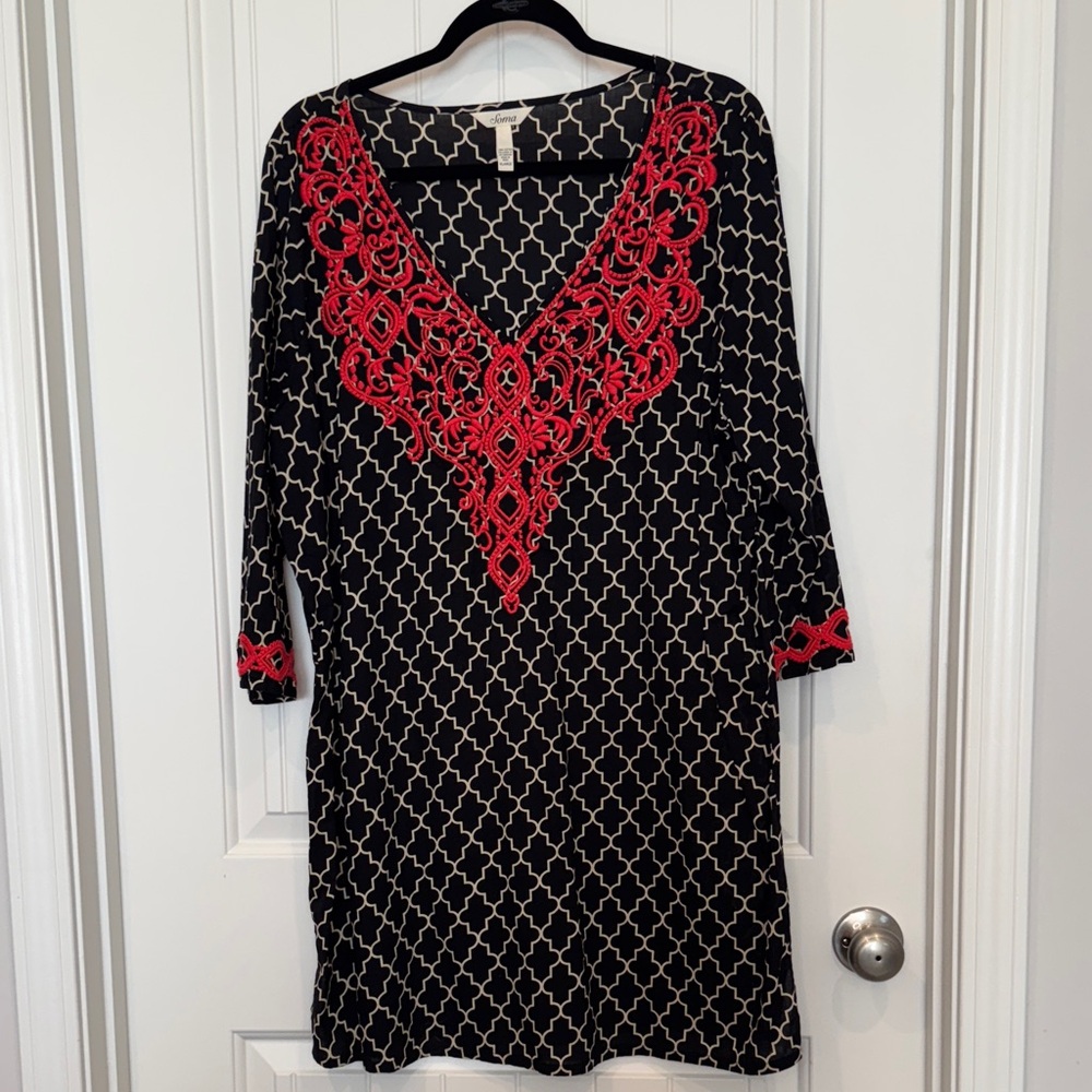 Soma Black and Red Swim Coverup